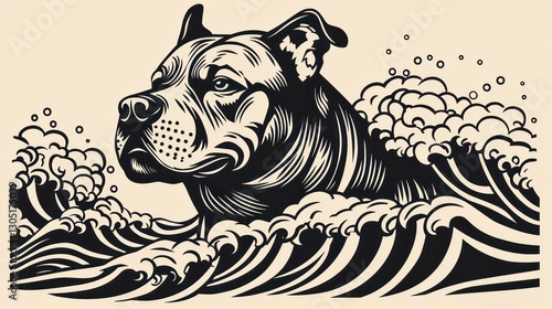 A Dog Swimming Gracefully Amongst the Rushing Ocean Waves