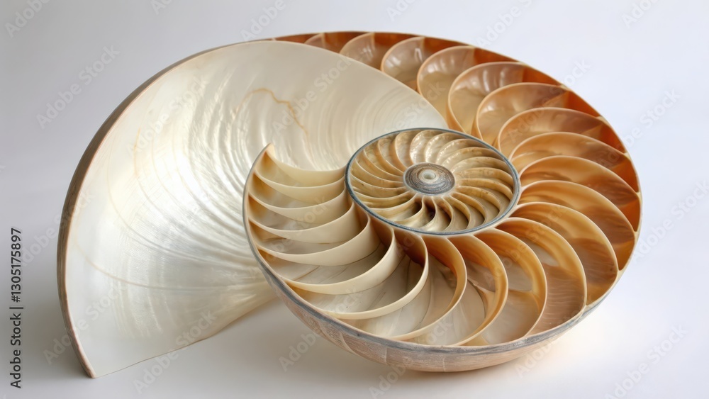 Obraz premium Nautilus Shell on White Background