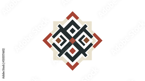 Free Download The image showcases a stylized geometric pattern design. The central motif is a rhombus-shaped composition constructed from intersecting lines and smaller rhombus shapes. The color palette is - GFXLoad
