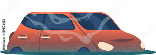 Flooded car vehicle vector illustration