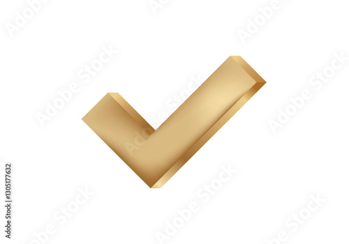 A gold checkmark symbol representing approval, success, or completion. ideal for highlighting achievements, confirmations, and positive outcomes. photo