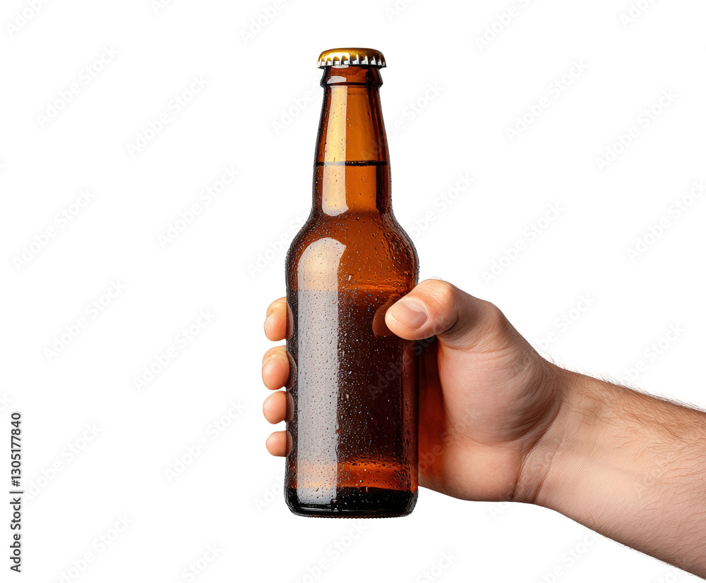 Beach life man with beer bottle isolated on transparent background png
