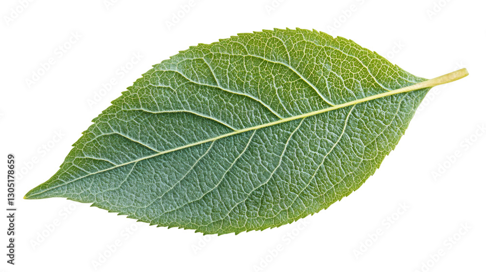 Obraz premium Green leaf with detailed veins isolated on a transparent background, ideal for nature-themed projects