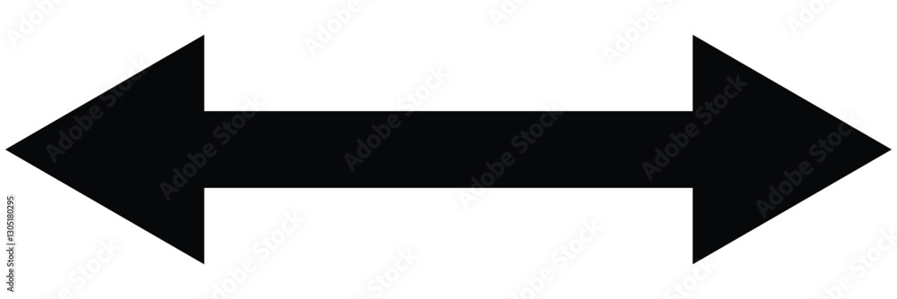 Horizontal dual sided long arrow. Black double arrow icon isolated on white background. Dual arrow icon vector illustration. Horizontal dual sided long arrow. Black double arrow icon isolated on white background. Dual arrow icon vector illustration.