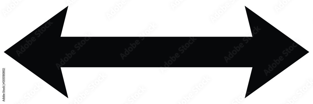 Horizontal dual sided long arrow. Black double arrow icon isolated on white background. Dual arrow icon vector illustration. Horizontal dual sided long arrow. Black double arrow icon isolated on white background. Dual arrow icon vector illustration.