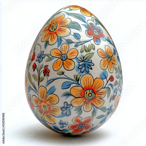 Colorful Floral Pattern Adorns Decorative Egg Showcasing Traditional Craftsma...