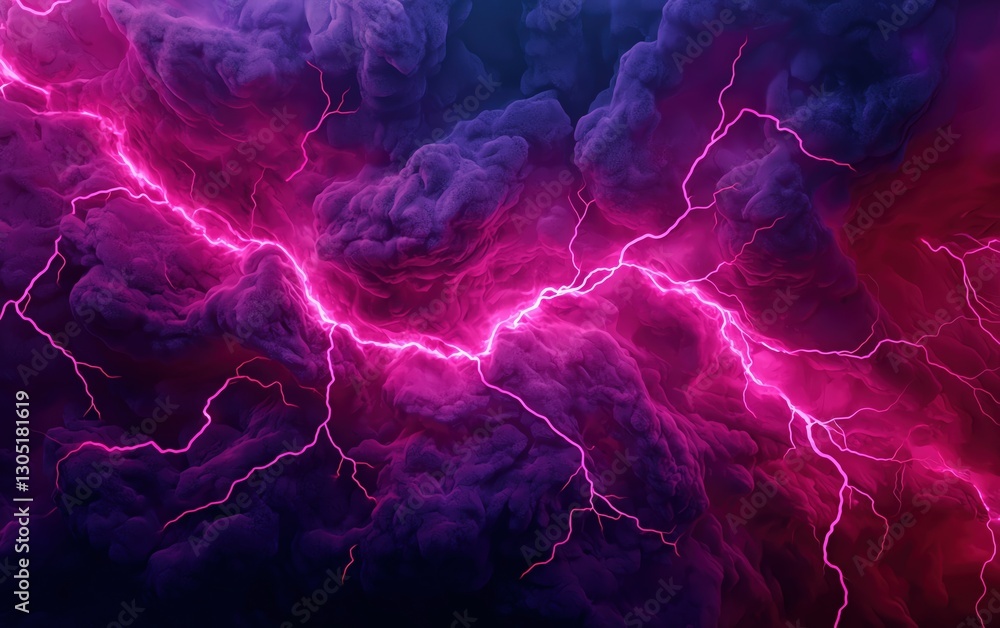 Obraz premium A striking display of purple lightning illuminating dark storm clouds.
