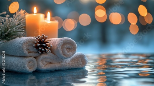 Winter Relaxation at a Cozy Mountain Retreat With Candles and Towels