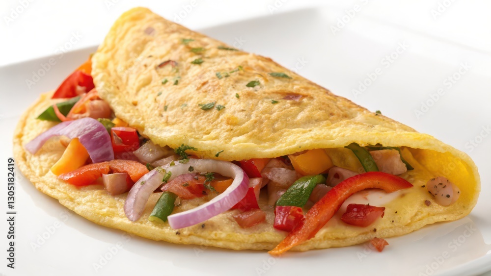 Omelet with Vegetables on White Background Omelet with Vegetables on White Background