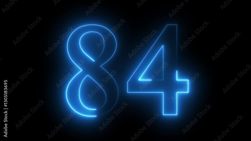 84 text animation by cyan color neon on black background. 84 text animation by cyan color neon on black background.