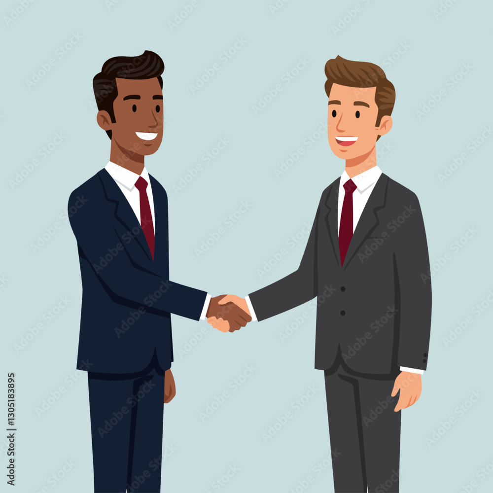 Two Men in Suits Shaking Hands Illustrating a Business Agreement Two Men in Suits Shaking Hands Illustrating a Business Agreement