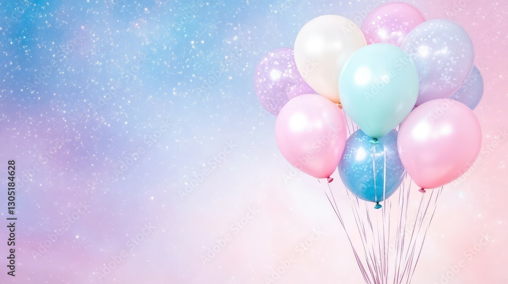 A Pastel Symphony: An ethereal arrangement of colorful balloons floats against a dreamy background. The soft hues and playful forms create a sense of joy and celebration. A Pastel Symphony: An ethereal arrangement of colorful balloons floats against a dreamy background. The soft hues and playful forms create a sense of joy and celebration.