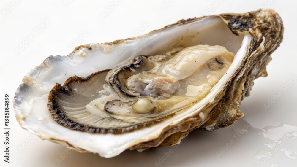 Naklejka premium Single Oyster on White Background
