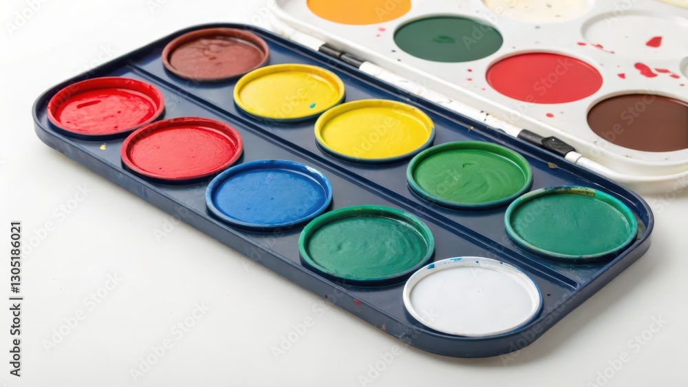 Watercolor Paint Set on White Background Watercolor Paint Set on White Background