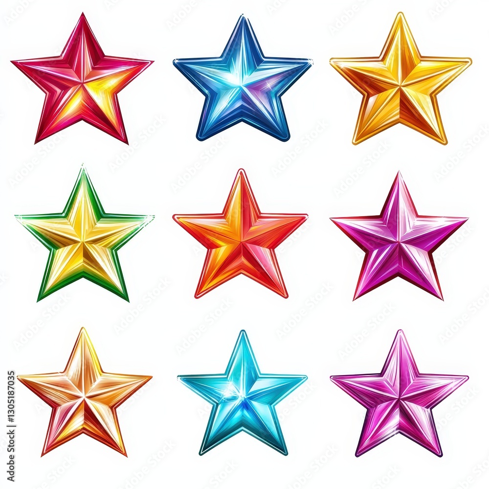 Star icon set cut out isolated on white background Star icon set cut out isolated on white background