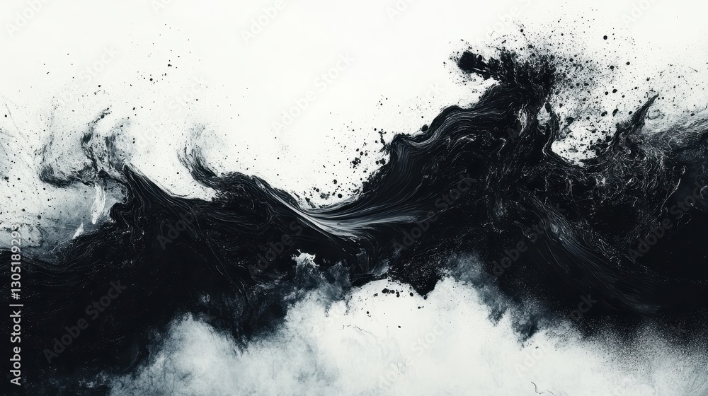 Abstract Black and White Ink Splash Texture Background Abstract Black and White Ink Splash Texture Background