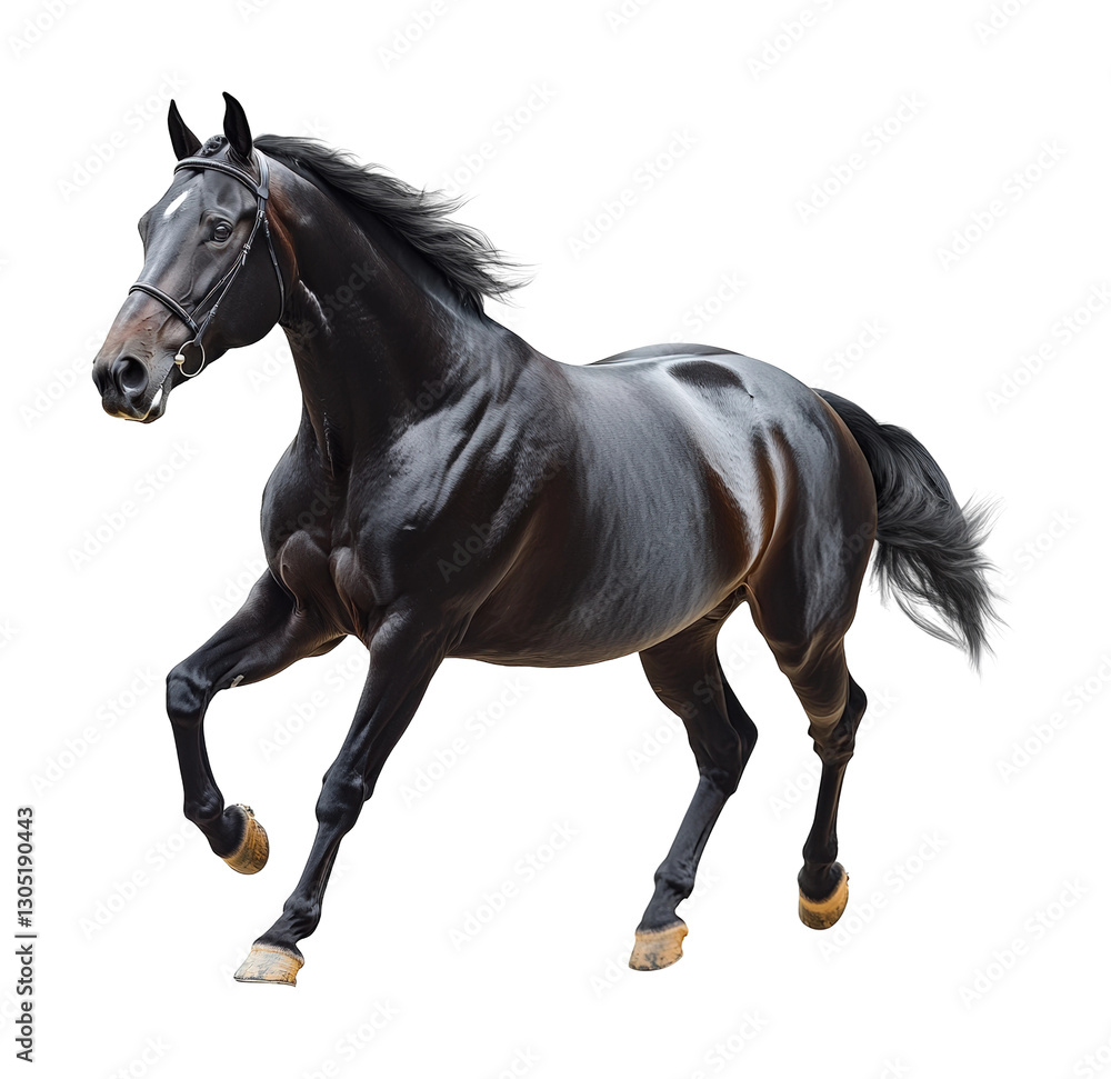 Solo galloping black horse in nature isolated on transparent background png Solo galloping black horse in nature isolated on transparent background png