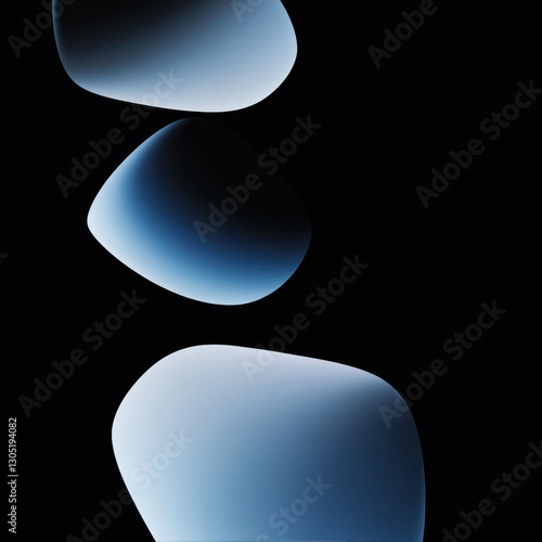 Abstract background in 3D style with blue figures on a black background
