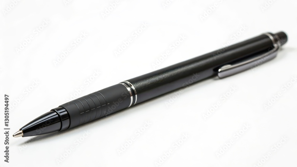 Black Ballpoint Pen on White Background Black Ballpoint Pen on White Background