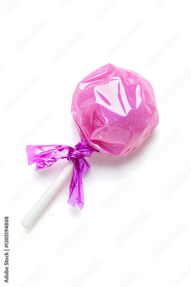 Candy in shiny purple wrapper isolated on white background Candy in shiny purple wrapper isolated on white background