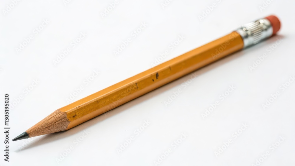 Yellow Pencil on White Background Yellow Pencil on White Background