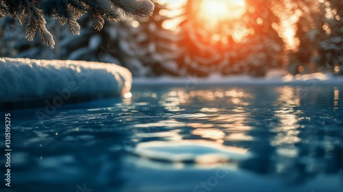 Relaxing Spa Retreat With Candles and Towels by Tranquil Water in Lush Garden