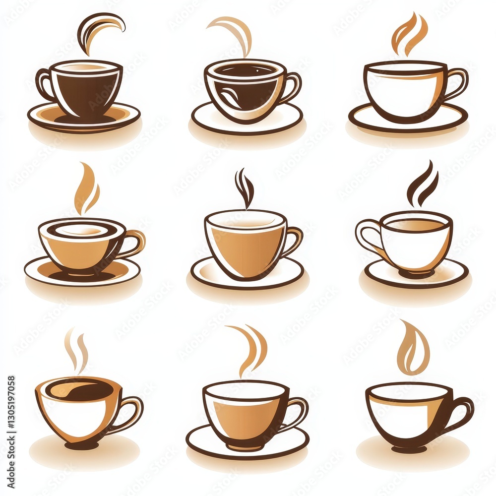 Coffee icon set cut out isolated on white background Coffee icon set cut out isolated on white background