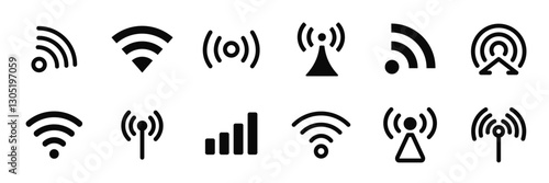 Signal icons set. Wi-fi signal, wireless internet, hotspot. Vector symbol.
