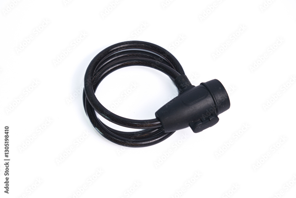 cable lock for bicycle black isolated on white cable lock for bicycle black isolated on white