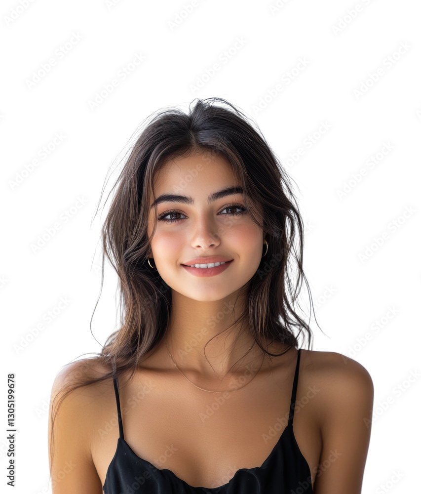 Natural portrait arab woman in black isolated on transparent background png Natural portrait arab woman in black isolated on transparent background png