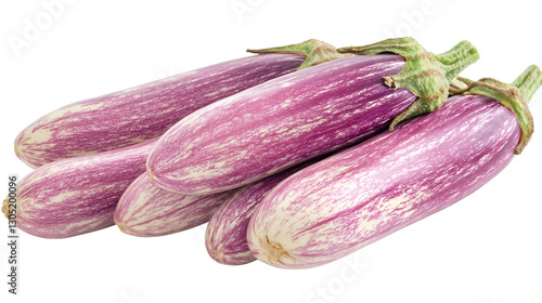 Wallpaper Mural Four ripe purple and white graffiti eggplants with green calyx, isolated on a transparent background Torontodigital.ca