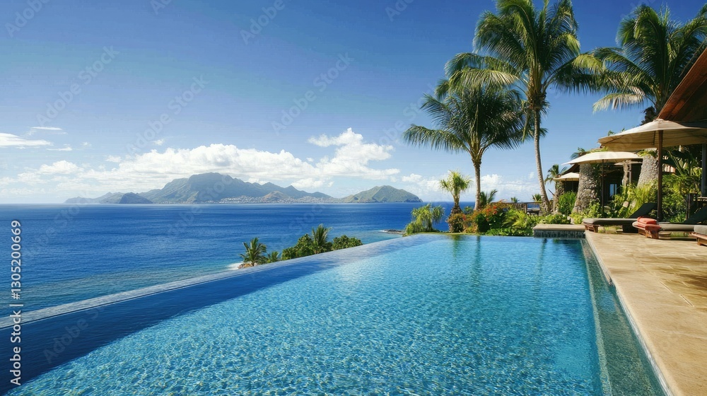 Fototapeta premium A luxurious infinity pool overlooking the ocean