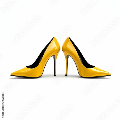 yellow high heel shoes