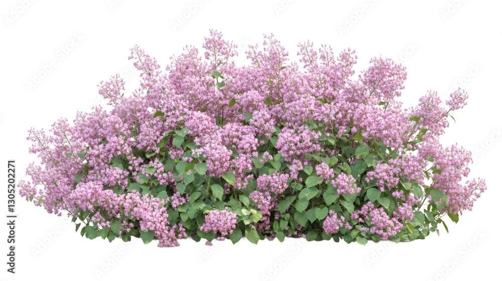 Obraz premium Flowering deutzia scabra shrub with dense pink blossoms, transparent background highlighting ornamental garden plant characteristics