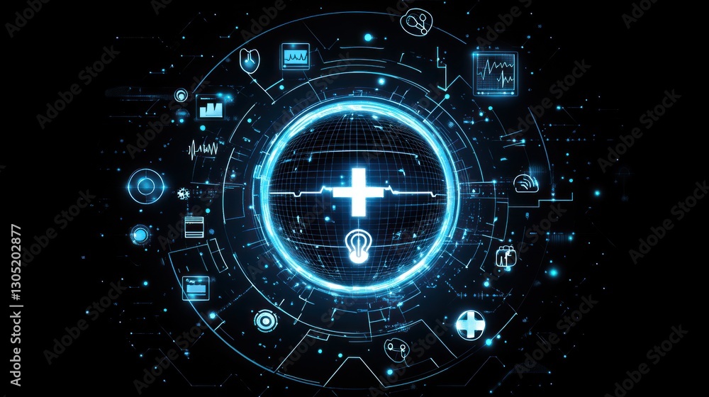 Digital medical infographic with circular interface Digital medical infographic with circular interface