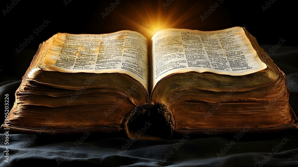 Obraz premium Ancient open Bible illuminated