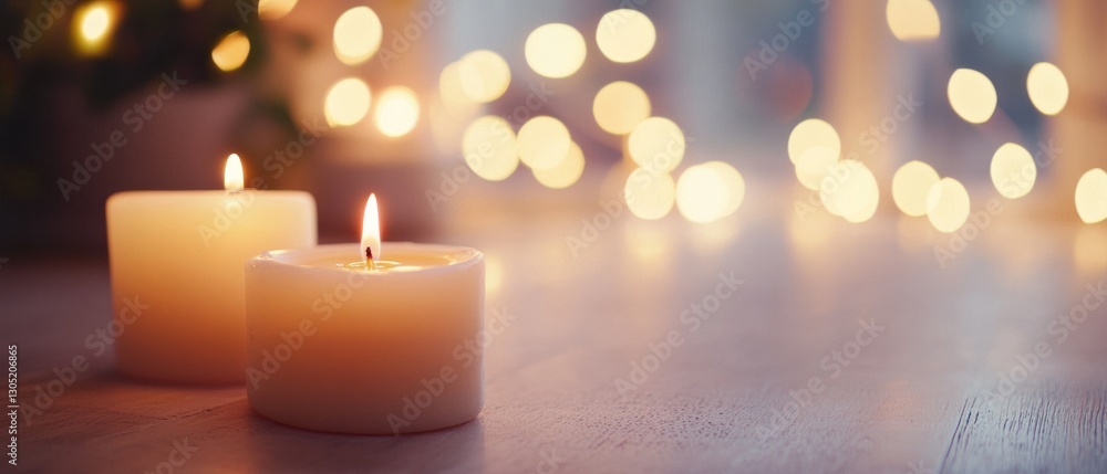 Candles glow warmly together on a wooden surface, with soft golden bokeh in the background, creating an inviting and serene atmosphere. Candles glow warmly together on a wooden surface, with soft golden bokeh in the background, creating an inviting and serene atmosphere.