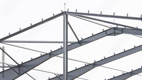 Canvas Print Metal construction, in the photo the structure of the building frame made of met