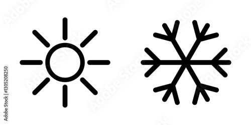 Sun and snowflake icons simple design