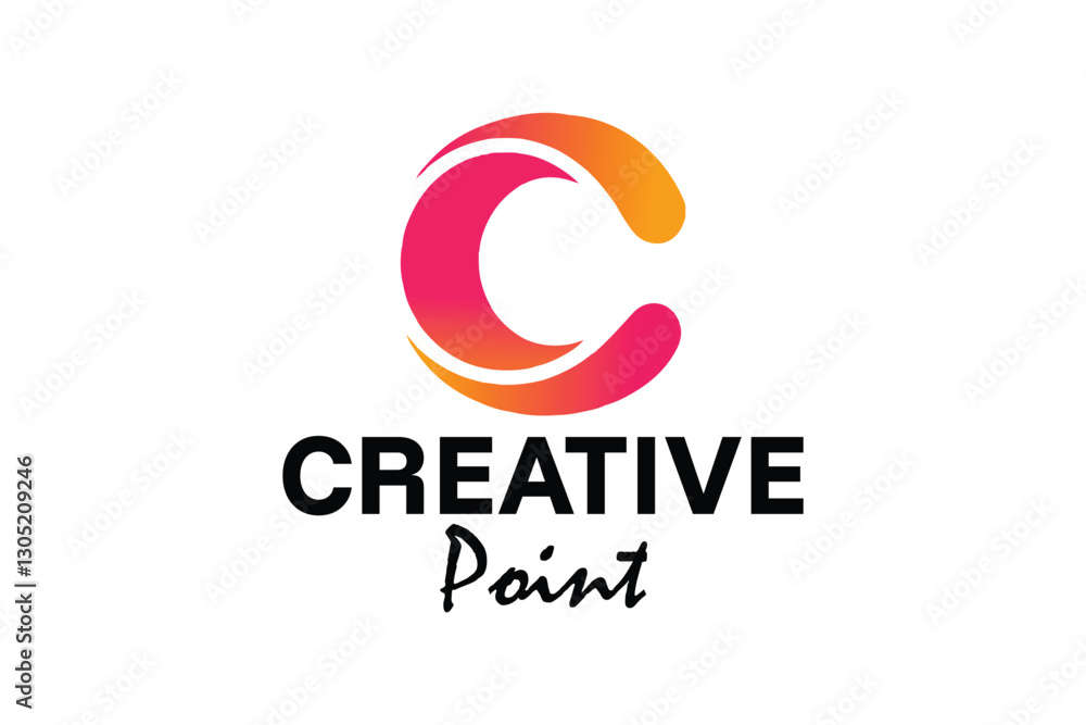 Creative point name logo icon symbol in 'C' letter typography design Creative point name logo icon symbol in 'C' letter typography design