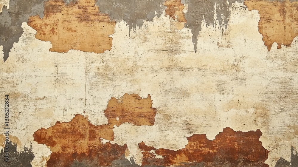 Fototapeta premium Beige Brown White Grey Peeling Paint Weathered Wall Texture