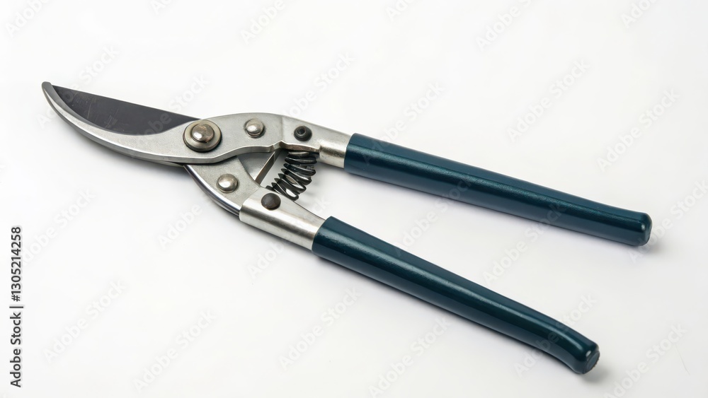 Metal shears, blue handles, isolated on white background Metal shears, blue handles, isolated on white background
