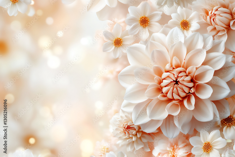 a soft pastel background featuring delicate pink and cream-colored flowers