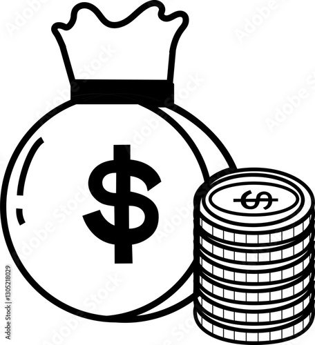 Icon bag of money vector