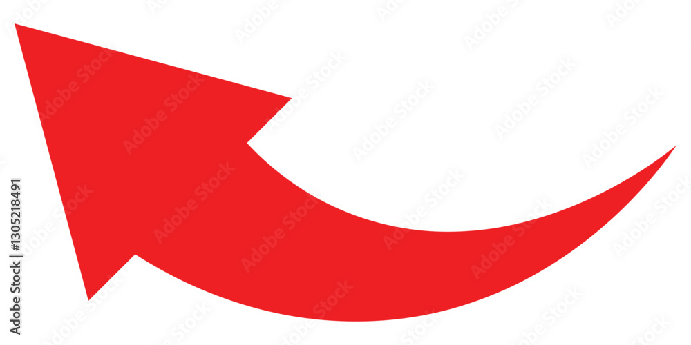 Red Curved Arrow Icon, Direction Symbol Red Curved Arrow Icon, Direction Symbol