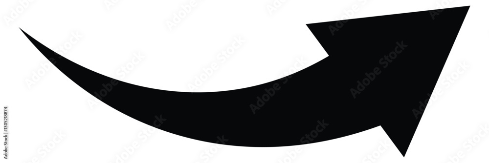 Black arrow icon vector. Bold arrow symbol curved flat design isolated on white background. Black arrow icon vector. Bold arrow symbol curved flat design isolated on white background.