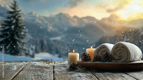 Winter Relaxation at a Cozy Mountain Retreat With Candles and Towels