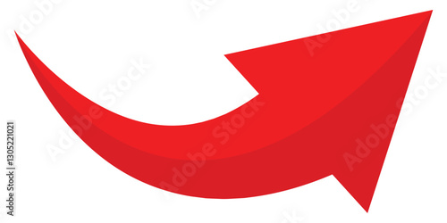 Long arrow icon. Red long 3D arrow vector. Arrow pointing. Vector trendy long arrow in flat style. Red 3D arrow vector illustration.