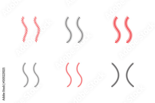 Baseball stitches icon. vector illustrator. black and red stiches icon.