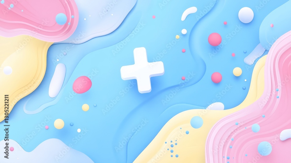 Abstract pastel shapes with plus symbol Abstract pastel shapes with plus symbol